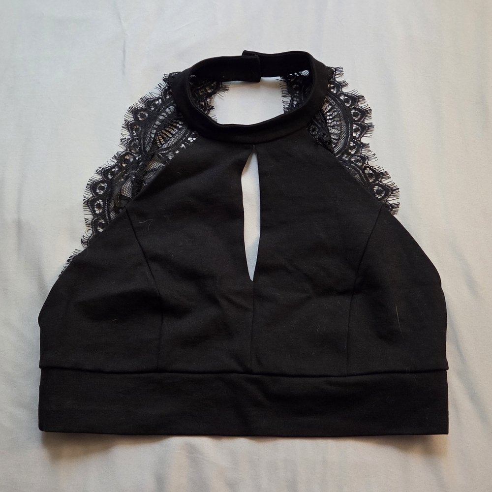 Lace-back Crop Top